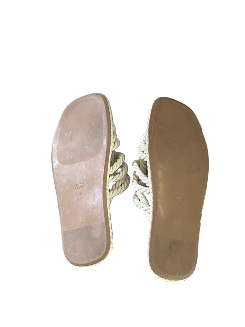Zara Cream Braided Rope Slide Sandals - Picture 3 of 3
